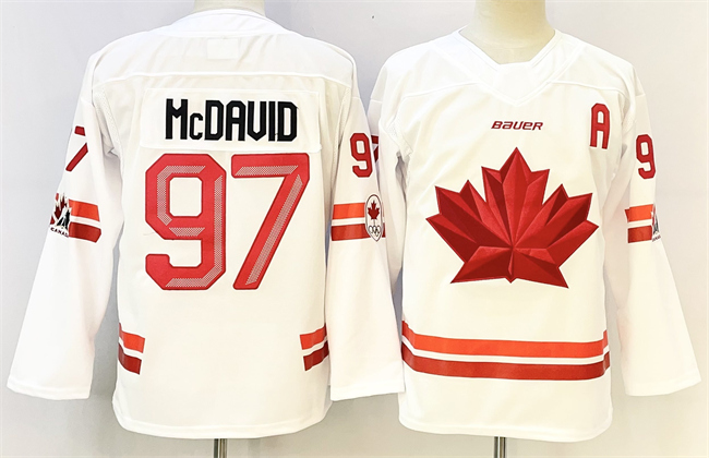 Youth #97 Connor McDavid White With A Patch Stitched Jersey