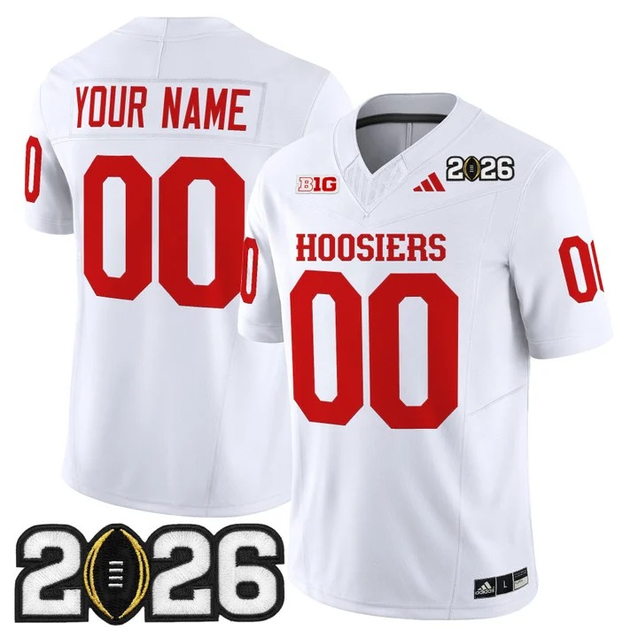 Men's Indiana Hoosiers Custom White 2026 CFP Final Patch F.U.S.E. Vapor Limited Stitched Jersey