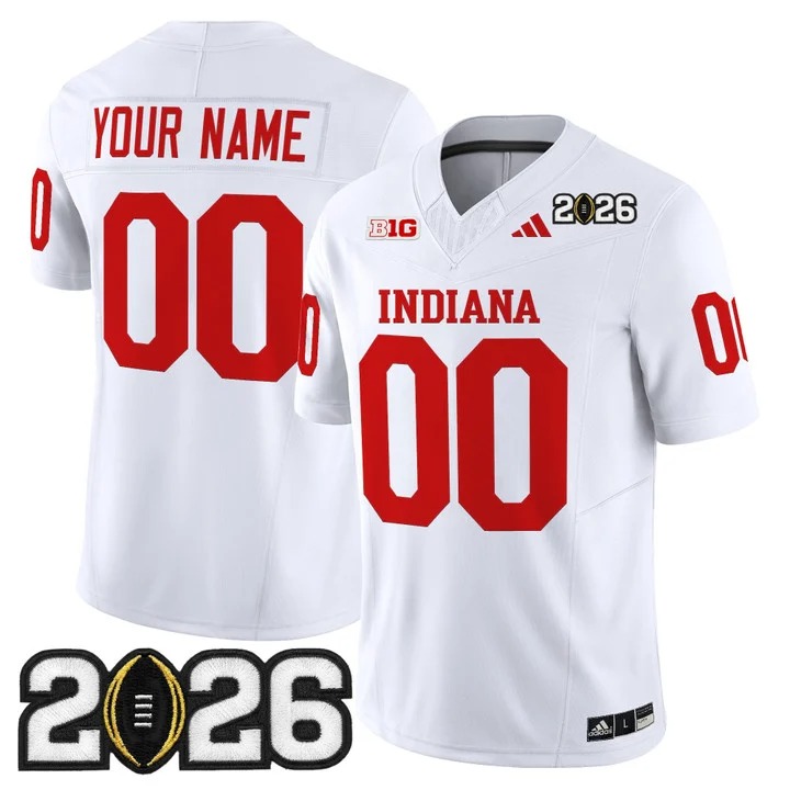 Men's Indiana Hoosiers Custom White 2026 CFP Final Patch F.U.S.E. Vapor Limited V2 Stitched Jersey