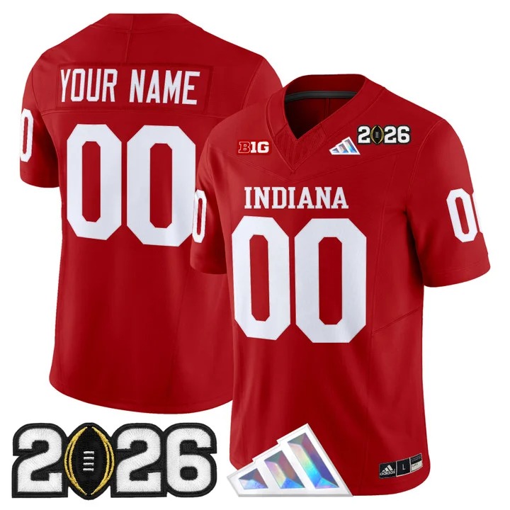 Men's Indiana Hoosiers Custom Crimson 2026 CFP Final Patch F.U.S.E. Vapor Limited V3 Stitched Jersey