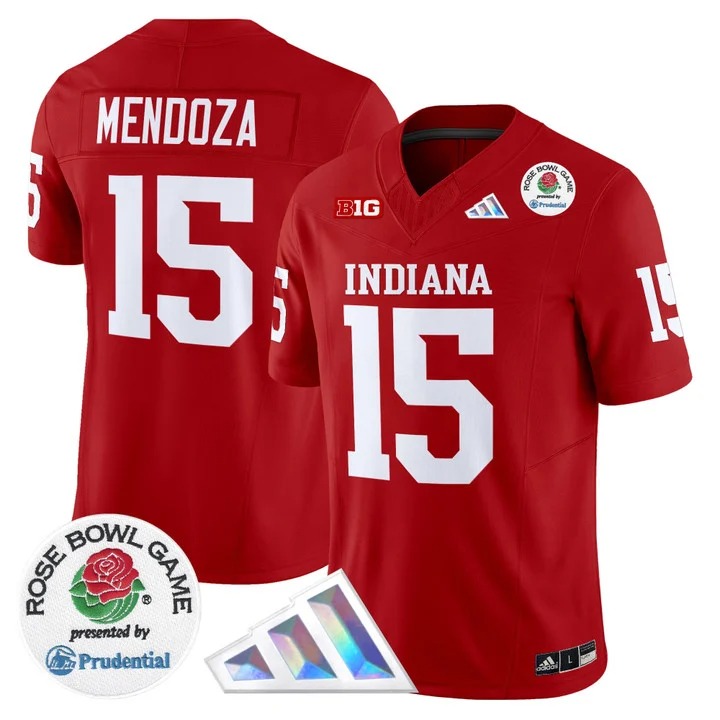 Men's Indiana Hoosiers #15 Fernando Mendoza Crimson 2026 Rose Bowl F.U.S.E. Vapor Limited V2 Stitched Jersey