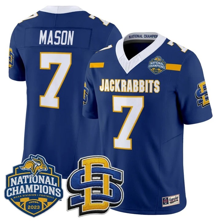 Men's South Dakota State Jackrabbits #7 Chase Mason Blue 2023 FCS F.U.S.E. Vapor Limited Stitched Football Jersey