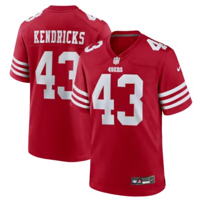 Men's San Francisco 49ers #43 Eric Kendricks Scarlet 2026 Nike Team Game Stitched Jersey