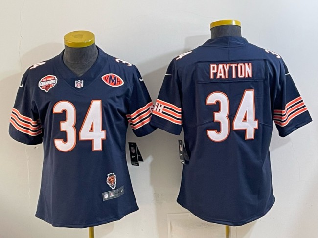 Youth Chicago Bears #34 Walter Payton Navy 2025 NFC North Champions & Illinois & VMH Patch Vapor Limited Stitched Jersey