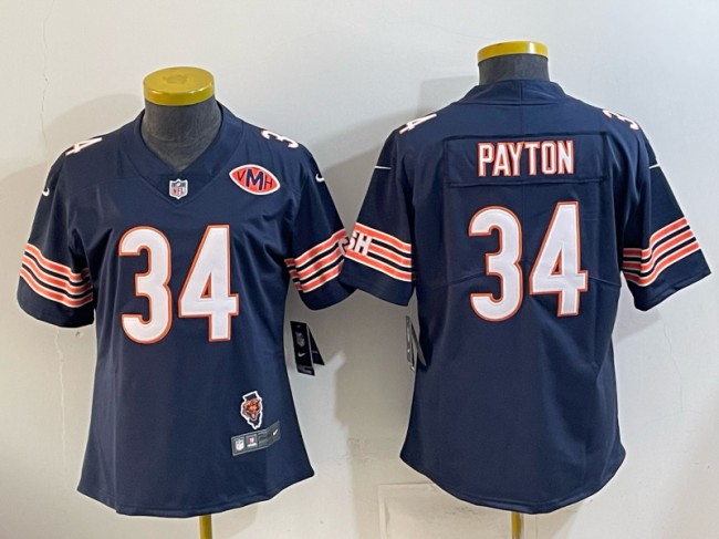 Youth Chicago Bears #34 Walter Payton Navy VMH & Illinois Patch Vapor Limited Stitched Jersey