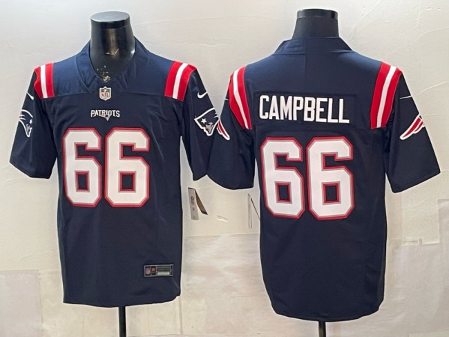 Men's New England Patriots #66 Will Campbell Navy F.U.S.E. Vapor Limited Stitched Jersey