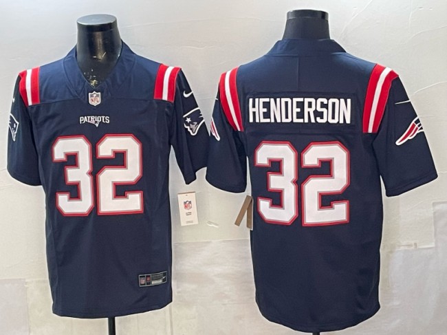 Men's New England Patriots #32 TreVeyon Henderson Navy F.U.S.E. Vapor Limited Stitched Jersey