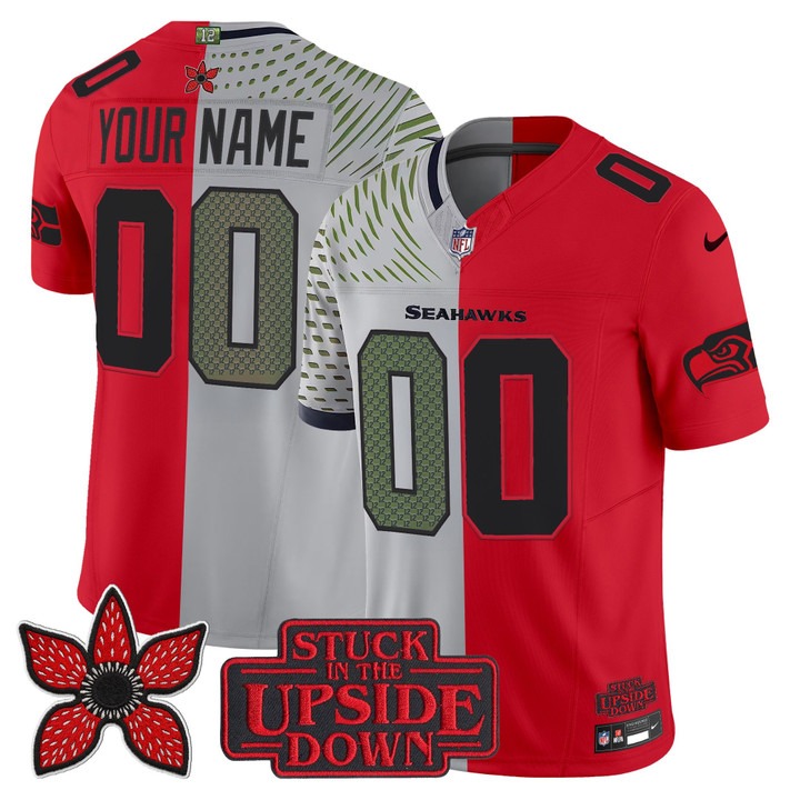 Men's Seattle Seahawks Custom Red Rivalries 'Upside Down Edition' F.U.S.E. Vapor Limited Stitched Jersey