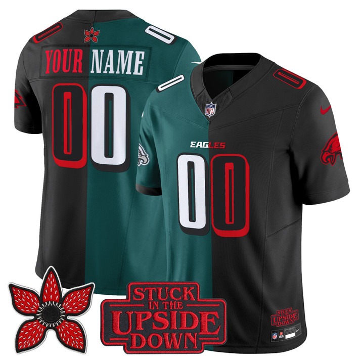 Men's Philadelphia Eagles Custom Black Midnight Green 'Upside Down Edition' F.U.S.E. Vapor Limited Stitched Jersey