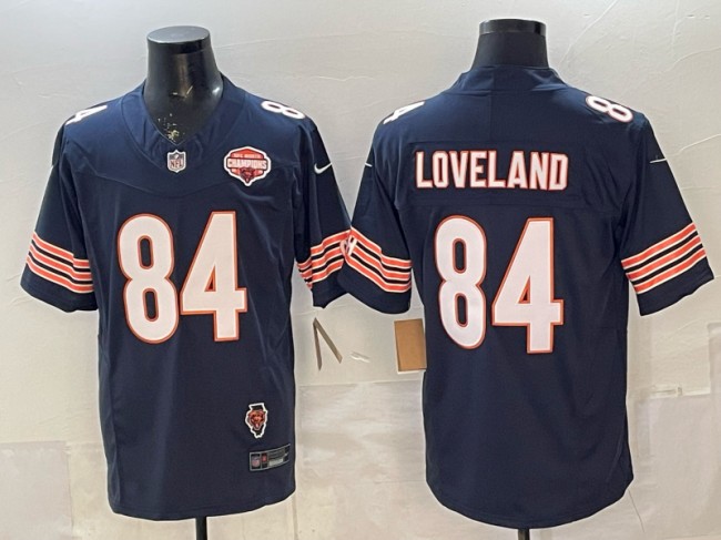 Men's Chicago Bears #84 Colston Loveland Navy F.U.S.E. 2025 NFC North Champions & Illinois Patch Vapor Limited Stitched Jersey