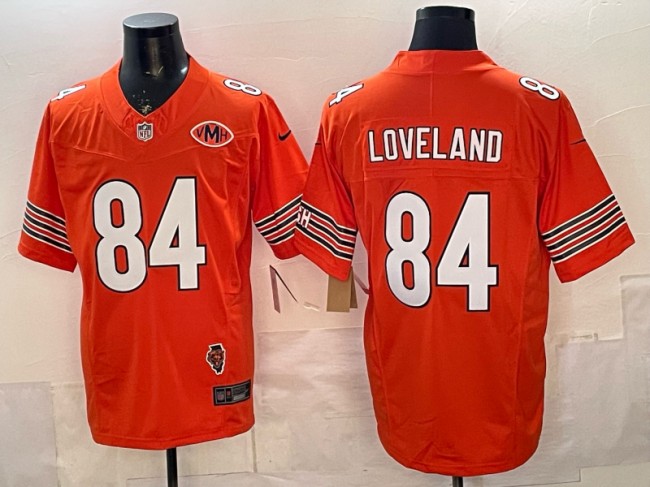 Men's Chicago Bears #84 Colston Loveland Orange F.U.S.E. VMH & Illinois Patch Vapor Limited Stitched Jersey