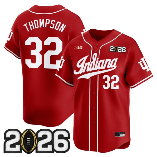 Men's Indiana Hoosiers Baseball #32 Anthony Thompson Crimson 2026 CFP Final Patch Limited Stitched Jersey