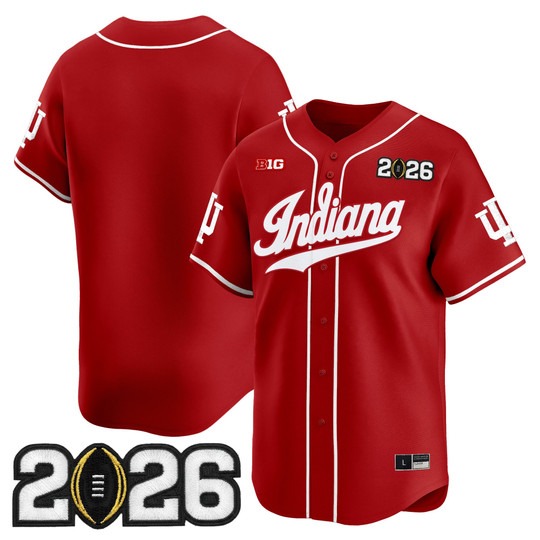 Men's Indiana Hoosiers Baseball Blank Crimson 2026 CFP Final Patch Limited Stitched Jersey