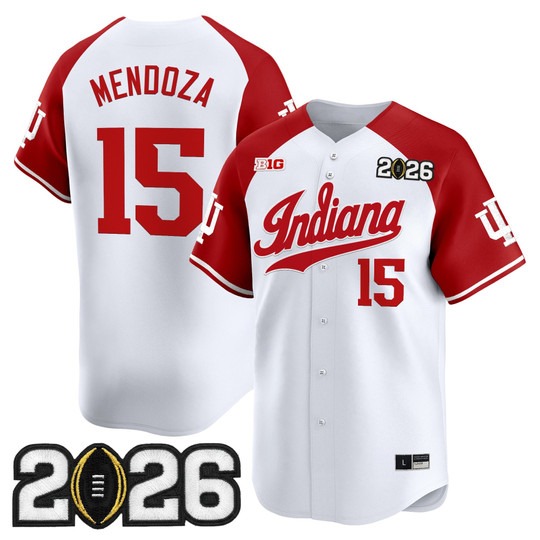 Men's Indiana Hoosiers Baseball #15 Fernando Mendoza Crimson Alternate 2026 CFP Final Patch Limited Stitched Jersey