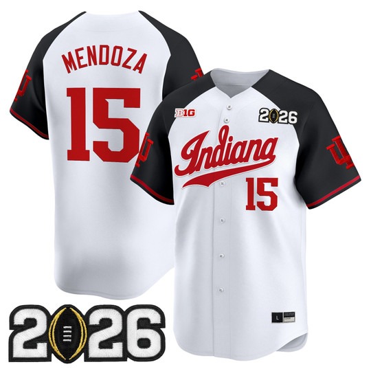Men's Indiana Hoosiers Baseball #15 Fernando Mendoza Black Alternate 2026 CFP Final Patch Limited Stitched Jersey