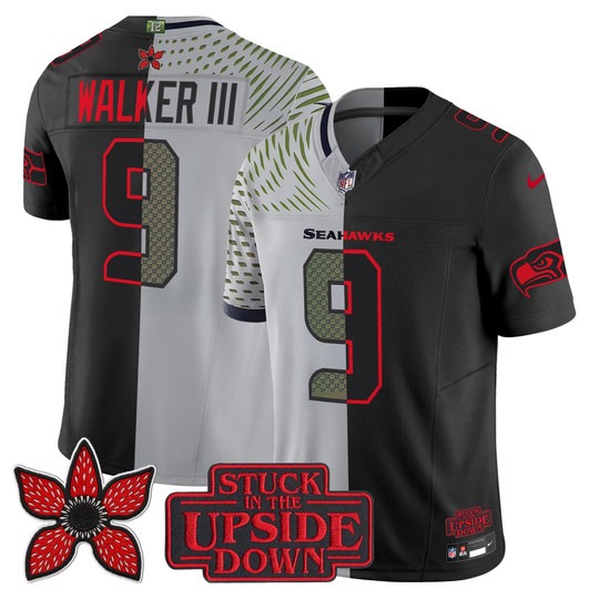 Men's Seattle Seahawks #9 Kenneth Walker III Black Rivalries 'Upside Down Edition' F.U.S.E. Vapor Limited Stitched Jersey