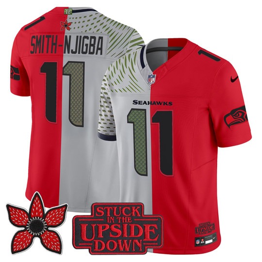 Men's Seattle Seahawks #11 Jaxon Smith-Njigba Red Rivalries 'Upside Down Edition' F.U.S.E. Vapor Limited Stitched Jersey