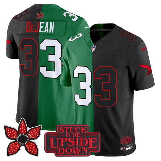 Men's Philadelphia Eagles #33 Cooper DeJean Black Kelly Green 'Upside Down Edition' F.U.S.E. Vapor Limited Stitched Jersey
