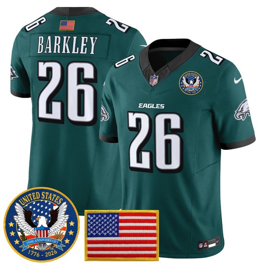 Men's Philadelphia Eagles #26 Midnight Green United States 250th Anniversary Patch F.U.S.E. Vapor Limited Stitched Jersey