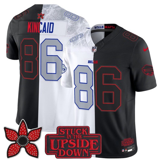 Men's Buffalo Bills #86 Dalton Kincaid Black Rivalries 'Upside Down Edition' Vapor Limited Stitched Jersey
