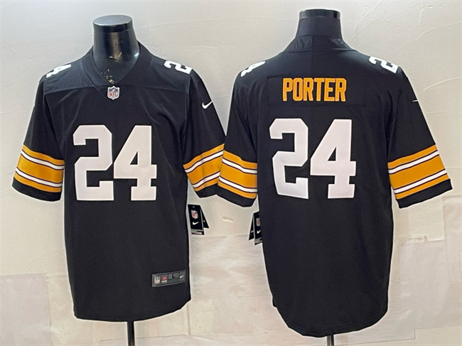 Men's Pittsburgh Steelers #24 Joey Porter Jr. Black Vapor Untouchable Limited Stitched Jersey