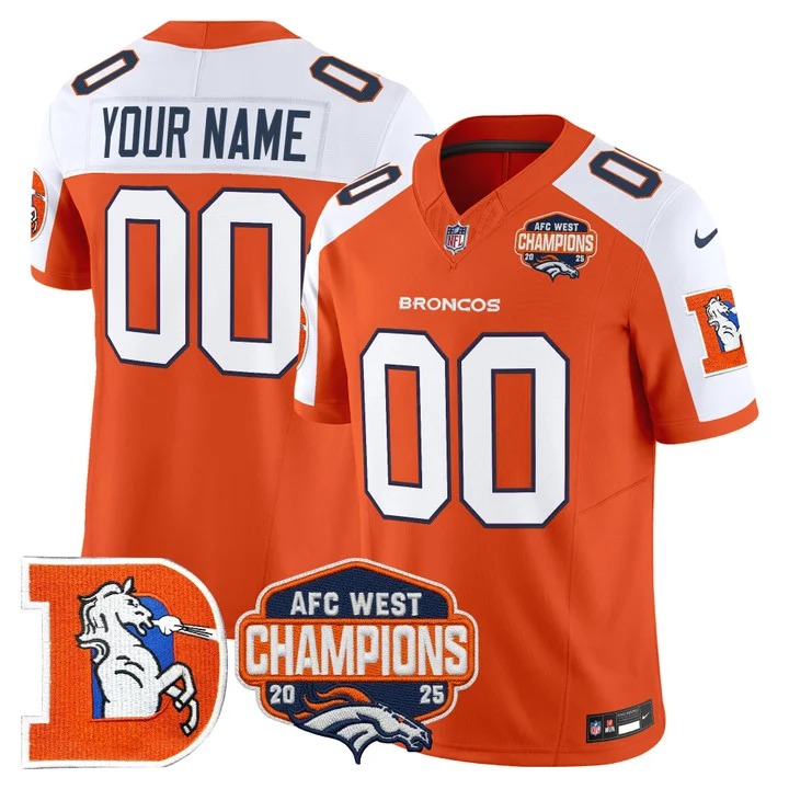 Denver Broncos Custom Orange White F.U.S.E. Throwback 2025 AFC West Champions Vapor Limited Stitched Jersey