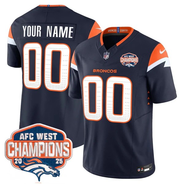 Denver Broncos Custom Navy F.U.S.E. 2025 AFC West Division Champions Vapor Limited Stitched Jersey