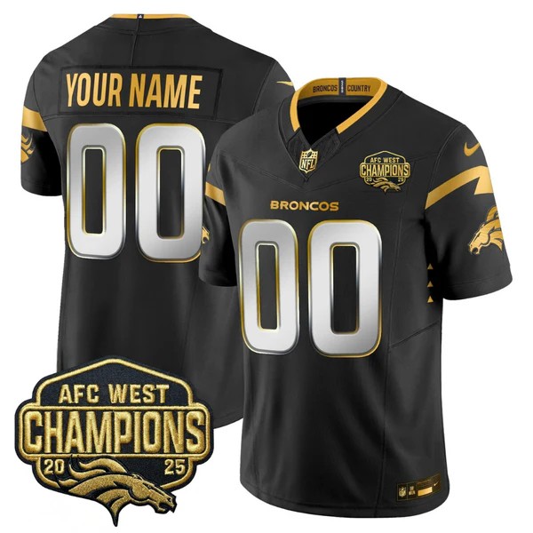 Denver Broncos Custom Black Limited F.U.S.E. 2025 AFC West Division Champions Vapor Stitched Jersey