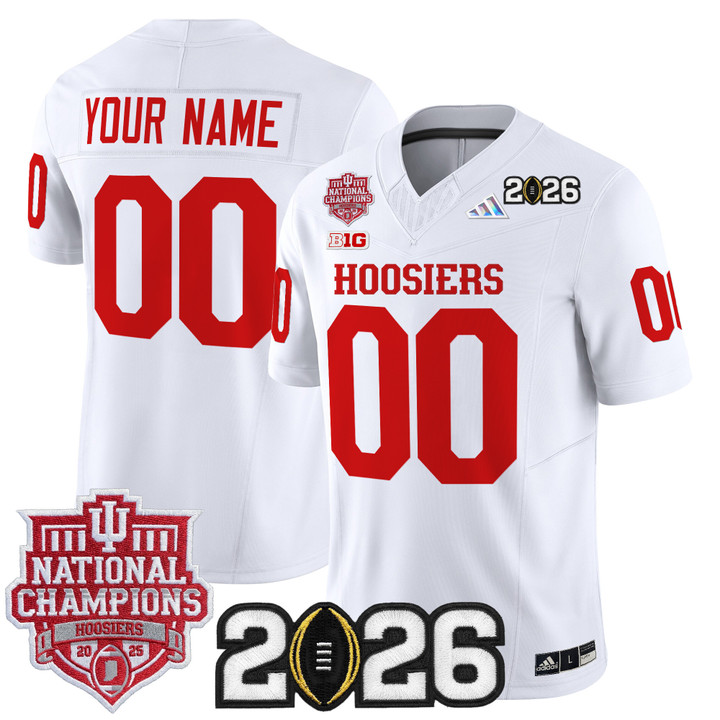 Men & Women & Youth Indiana Hoosiers Custom White 2025 National Champions & 2026 CFP Final Patch F.U.S.E. Vapor Limited Stitched Jersey
