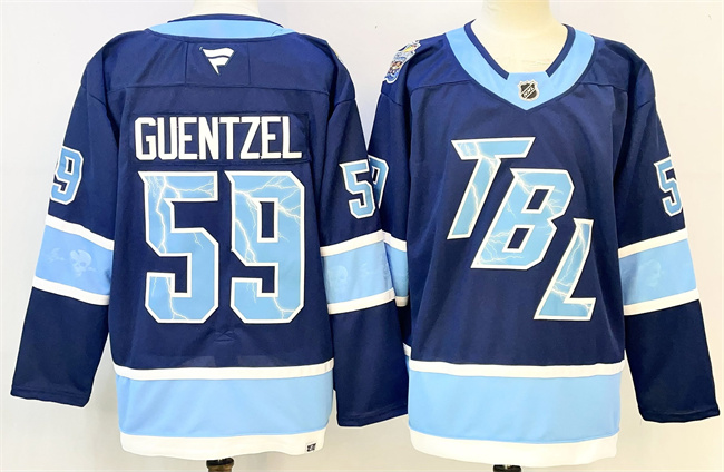 Men's Tampa Bay Lightning #59 Jake Guentzel Blue 2026 Stadium Series Stitched Jersey