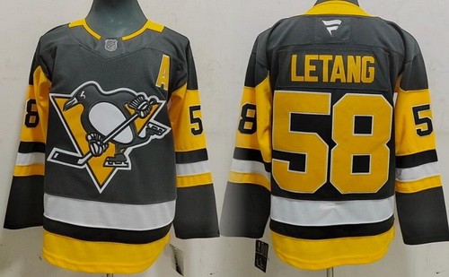 Men's Pittsburgh Penguins #58 Kris Letang Black Authentic Stitched Jersey