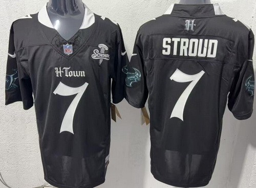Men's Houston Texans #7 CJ Stroud Black Screwstan ‘Gothic Lone Star Shadows Edition’ F.U.S.E. Vapor Limited Stitched Jersey
