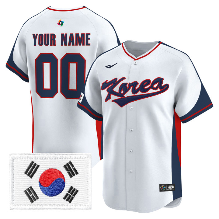 Men's Team Korea Custom White 2026 World Baseball Classic Vapor Premier Stitched Jersey