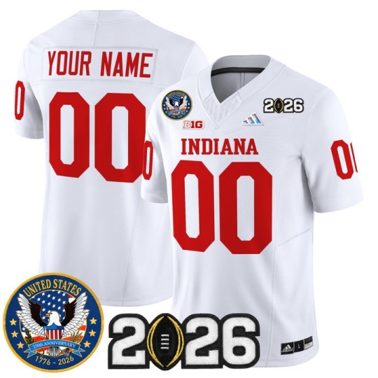 Men's Indiana Hoosiers Custom White United States 250th Anniversary Patch F.U.S.E. Vapor Limited V2 Stitched Jersey