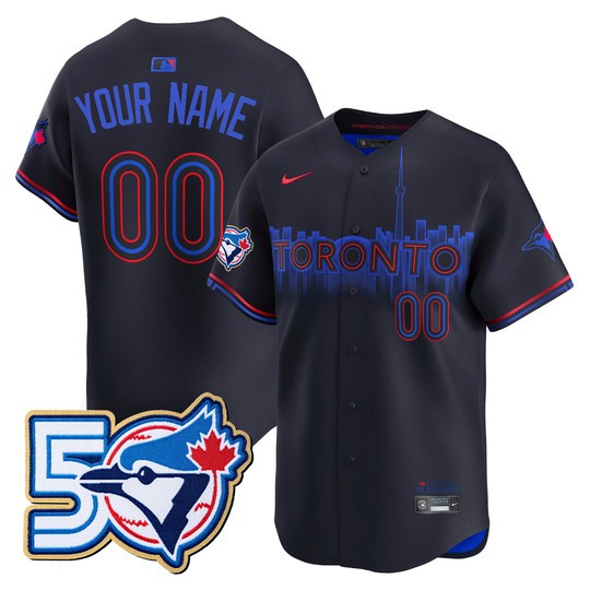 Men's Toronto Blue Jays Custom City Connect 50 Seasons Patch Vapor Limited Limited Stitched Jersey