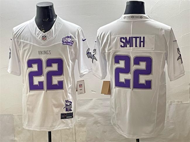 Men's Minnesota Vikings #22 Harrison Smith White 2025 F.U.S.E. Winter Warrior Skol Patch Vapor Limited Stitched Football Jersey