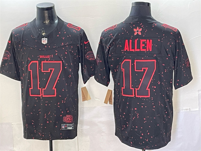 Men's Buffalo Bills #17 Josh Allen Black 2025 F.U.S.E. 'Stranger Things Edition' Vapor Limited Stitched Football Jersey