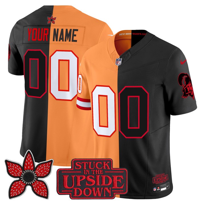Men's Tampa Bay Buccaneers Custom Creamsicle Black 'Upside Down Edition' F.U.S.E. Vapor Limited Stitched Jersey
