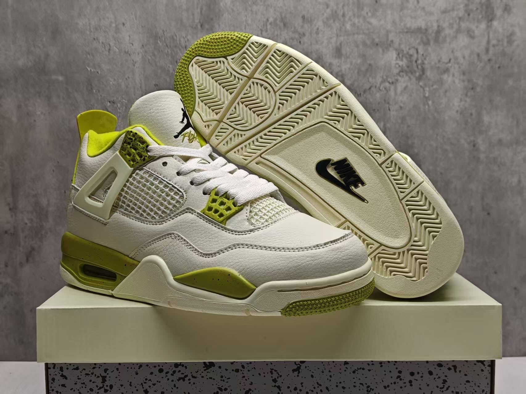 Men's Hot Sale Running weapon Air Jordan 4 Cream Green Shoes 0271