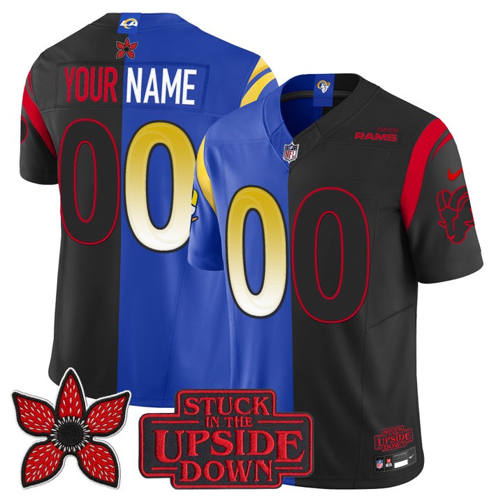 Men's Los Angeles Rams Custom Royal Black 'Upside Down Edition' F.U.S.E. Vapor Limited Stitched Jersey