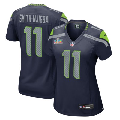 Women's Seattle Seahawks #11 Jaxon Smith-Njigba Navy Nike Super Bowl LX Patch Game Stitched Jersey