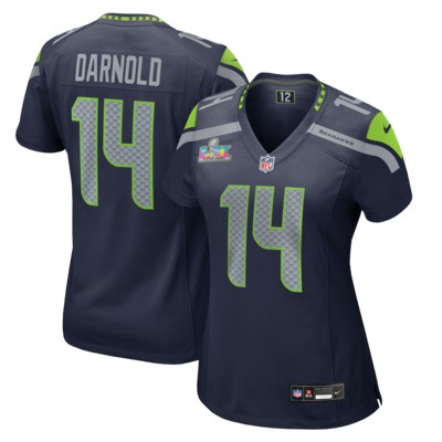 Women's Seattle Seahawks #14 Sam Darnold Navy Nike Super Bowl LX Patch Game Stitched Jersey
