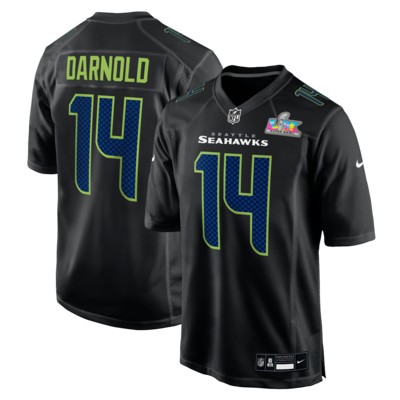 Men's Seattle Seahawks #14 Sam Darnold Black Nike Super Bowl LX Patch Carbon Fashion Game Stitched Jersey