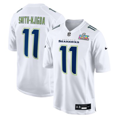 Men's Seattle Seahawks #11 Jaxon Smith-Njigba White Nike Super Bowl LX Patch Tundra Fashion Game Stitched Jersey