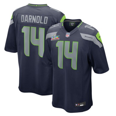 Men's Seattle Seahawks #14 Sam Darnold Navy Nike Super Bowl LX Patch Game Stitched Jersey