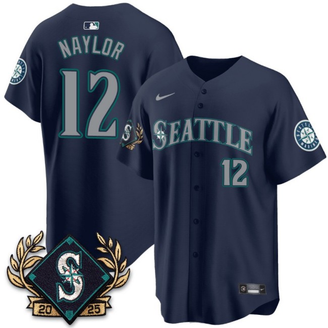 Men's Seattle Mariners #12 Josh Naylor  Navy 2025 Limited Stitched Jersey