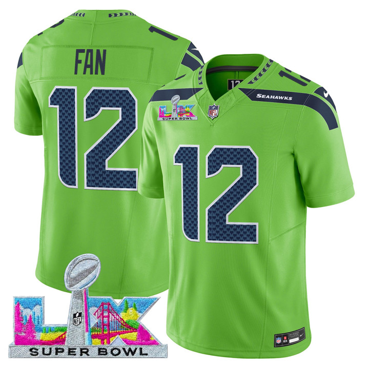 Men's Seattle Seahawks #12 Fan Green 2026 F.U.S.E. Super Bowl LX Patch Vapor Limited Stitched Jersey