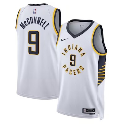 Men's Indiana Pacers #9 T.J. McConnell White Association Edition Stitched Jersey