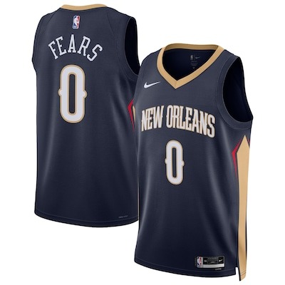 Men's New Orleans Pelicans #0 Jeremiah Fears Navy Icon Edition Stitched Jersey