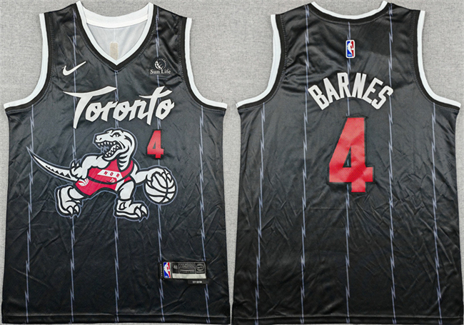 Men's Toronto Raptors #4 Scottie Barnes Black 2025-26 City Edition Stitched Basketball Jersey